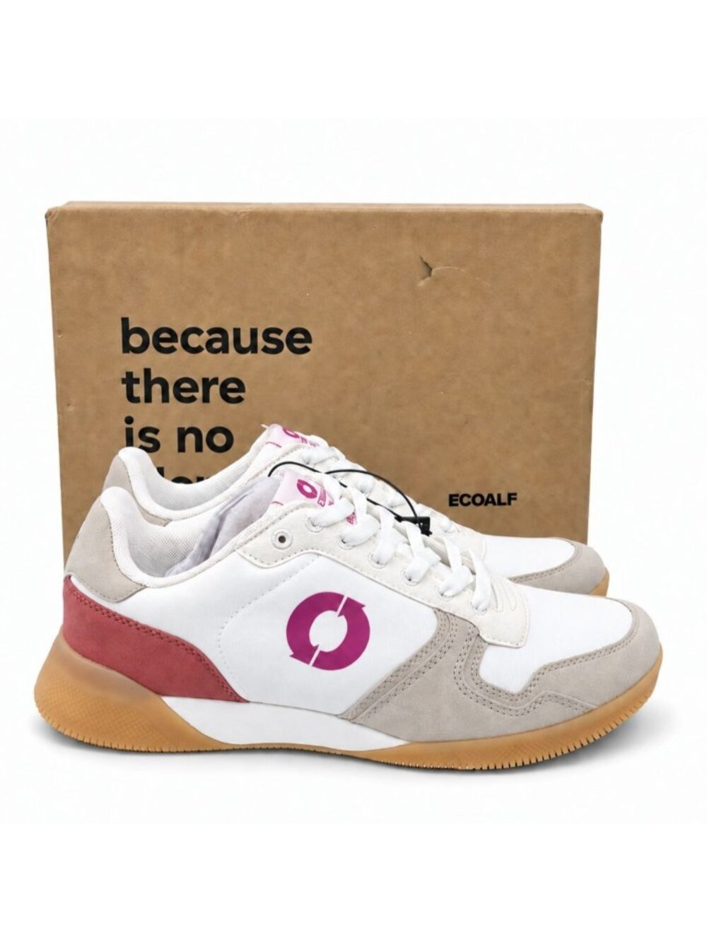 Womens White Fuchsia Sneaker EU 39 US 7 Gum Sole Retro Lace Up Colorblock ECOALF